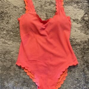 Aerie Scalloped Coral Bathing Suit